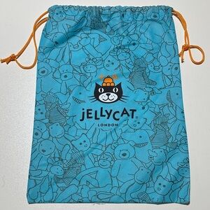 Jellycat London Teal Drawstring Pouch Toy Print Storage Bag